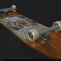 Wooden Skateboard with Decorative Graphics On Deck White Wheels And Metal Trucks For Sports Use
