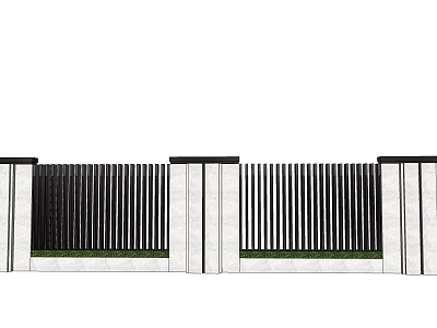 Modern Feature Wall Design With Black Vertical Slats And White Concrete Bases 3d model