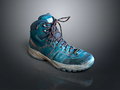 Blue Hiking Boots With Durable Laces And Grip Sole For Outdoor Use 3d model