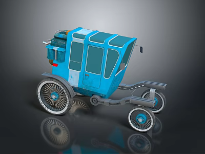 Blue Mobile Equipment With Large Wheels Cockpit Windows And Top Devices 3d model