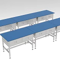 Industrial Equipment Workbench With Blue Worktop Metal Frame And Storage Drawers