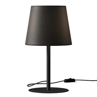 Modern Black Table Lamp With Textured Shade And Sleek Metal Pole 3d model