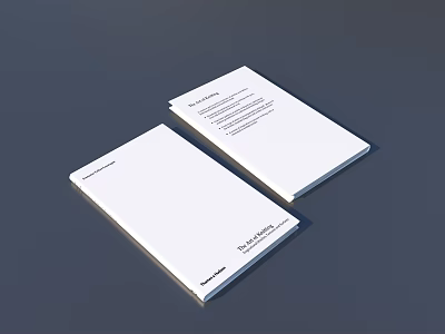 White Books And Magazines Laid Flat On Gray Background With Cover Text 3d model