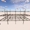 Building Structure Metal Frame With Steel Support Beams And Columns 3d model