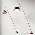 Modern Arched Floor Lamps With Conical Shades Different Colors And White Wall Background