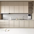 Modern Light Colored Kitchen Cabinets With Sleek Countertop Sink Faucet And Built in Appliances