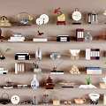 Diverse Home Decor Ornament Set With Miniature Models Tea Sets Plants Clocks Vases