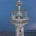 Nanjing Tower With Observation Deck Neon Lights And City Skyline At Sunset