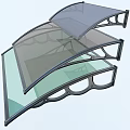 Outdoor Glass Canopy Structure With Transparent Panels And Metal Frame Design 3d model