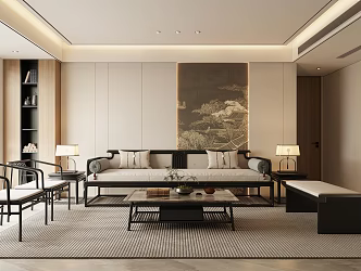 New Chinese Living Room Zen Home Living Room 3d model