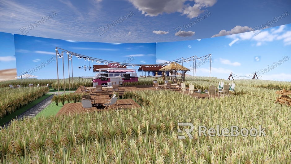 modern paddy field agriculture paddy field landscape model