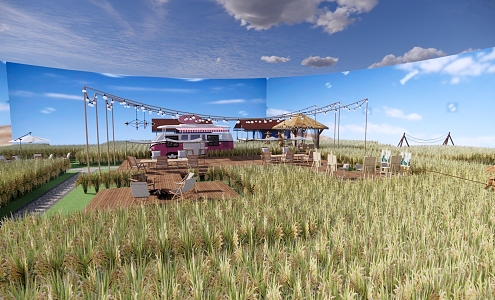 modern paddy field agriculture paddy field landscape 3d model