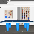 Blue Ping Pong Table With Paddles And Balls In Indoor Sports Equipment Setup