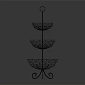 Three Tiered Metal Fruit Basket Stand with Intricate Design for Home Decor