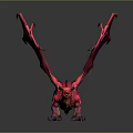 Highly Detailed Red Dragon Sculpture with Textured Wings and Dynamic Pose
