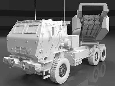 Military Weapon System Missile Launcher Vehicle Featuring Multiple Rocket Tubes And Heavy Duty Truck Chassis 3d model