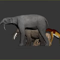 Various Animal Models Including Lion Mammoth And Elephant With Human Figure Scale
