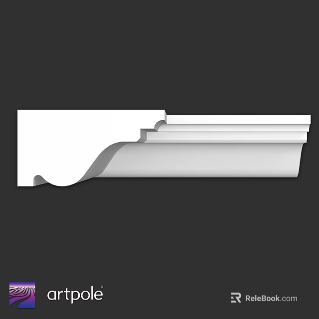 White Architectural Decorative Trim With Curved Edges And Layered Design 3d model 
