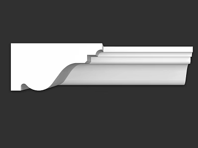 White Architectural Decorative Trim With Curved Edges And Layered Design 3d model