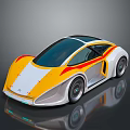 Futuristic Concept Car With Streamlined Yellow White Body And Transparent Roof Design