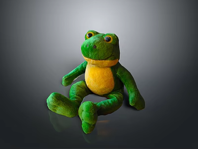Soft Green Frog Plush Toy With Yellow Belly For Kids Huggable Playtime 3d model