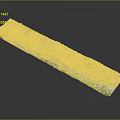 Detailed Elongated Terrain Model With Green Gray Textures Vegetation And Surface Covering