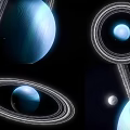 Saturn With Stunning Rings And Moon In Various Space Views