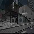 Contemporary Urban Station Building Featuring Glass Facade And Street Entrance Design
