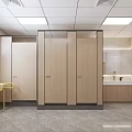 Modern Public Restroom Interior With Urinals Washbasin Mirror Handrails Tiled Walls Floor And Window