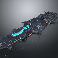 Futuristic Sci Fi Spaceship With Blue Glowing Elements And Mechanical Details 3d model