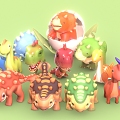 Cartoon Dinosaur Dinosaur Cartoon Animal Tyrannosaurus Rex Toy Doll Triceratops 3d model