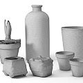 Ceramic Vessels Collection With Large Vase Patterned Planters And Cartoon Designed Pots Including Plant