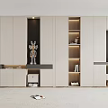 Modern White Built in Shoe Cabinet Design With Storage Shelves And Decorations