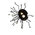 Modern Black Metal Wall Lamp With Curved Arms And Multiple Illuminating Lights