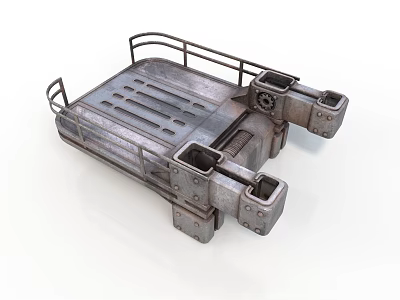 Industrial Heavy Duty Equipment Metal Platform With Railing And Square Openings 3d model