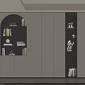 Modern Built in Bookcase With Open Shelves Books And Decorative Items In Bright Room