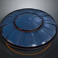 Blue Circular Decorative Lid With Radial Pattern Dark Edge Reflective Orange Ring 3d model