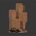 Wooden Geometric Structural Components With Open Frame Cylindrical Supports And Circular Base