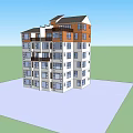 Multistory Apartment Building With Orange White Facade Multiple Balconies And Roof Design
