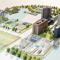 Urban City Building Complex Design With High Rise Architecture Mountains Lake And Green Landscaping