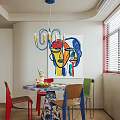 Vibrant Modern Open Plan Living Dining Room With Cozy Furniture And Unique Art Decor