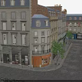 European Style Urban Street Scene With Multi Story Buildings Arched Facades And Trees
