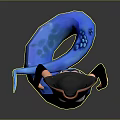 3D Model Of Pirate Mermaid With Black Tricorne Hat White Top And Blue Spotted Tail