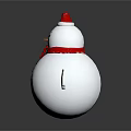 Cute Cartoon Snowman Character Wearing Red Santa Hat And Red Scarf With Black Buttons
