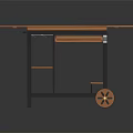 Wooden Serving Cart With Wheels Multi Tiered Structure Top Panel Lower Shelf And Small Drawer