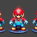 Super Mario Character Figurine Red Hat Blue Overalls Golden Shoes Blue Base
