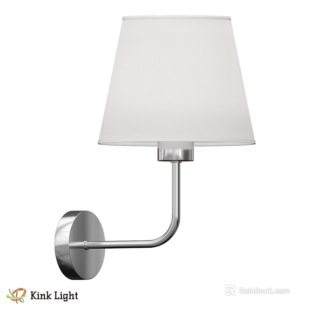 Modern Minimalist Wall Lamp With White Lampshade And Silver Metal Bracket 3d model 