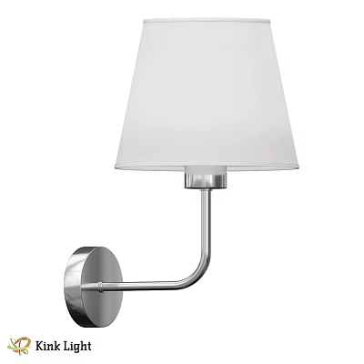 Modern Minimalist Wall Lamp With White Lampshade And Silver Metal Bracket 3d model