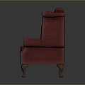 Classic Red Leather Wingback Chair With Tufted Buttons And Wooden Legs