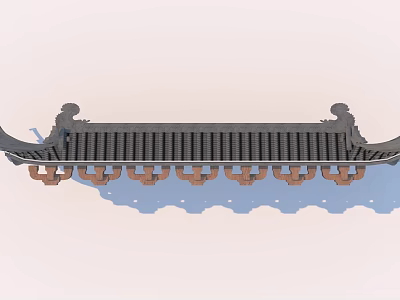 Traditional Architectural Component With Structural And Decorative Parts Black Brown Symmetrical Design 3d model